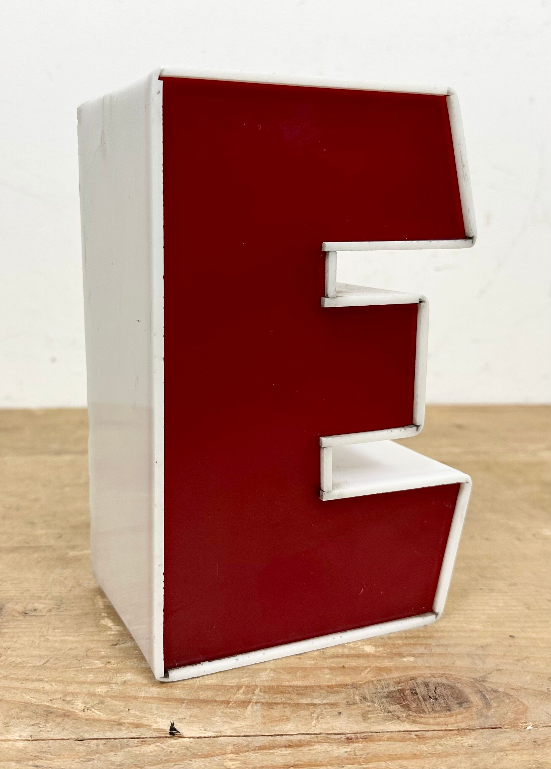 Vintage red facade letter e , 1970s