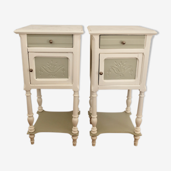 Lot de 2 tables de chevet en bois marbre