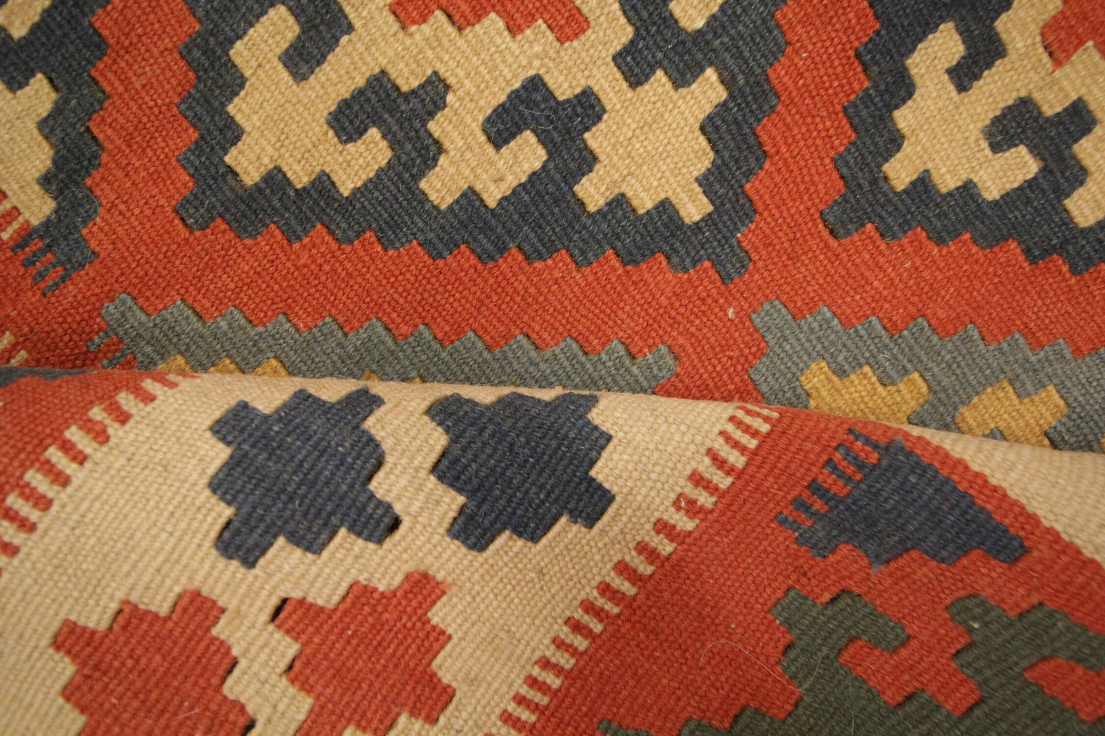 Multicolour Geometric Tribal Handwoven Stair & Hallway Runner Rug 308x87cm