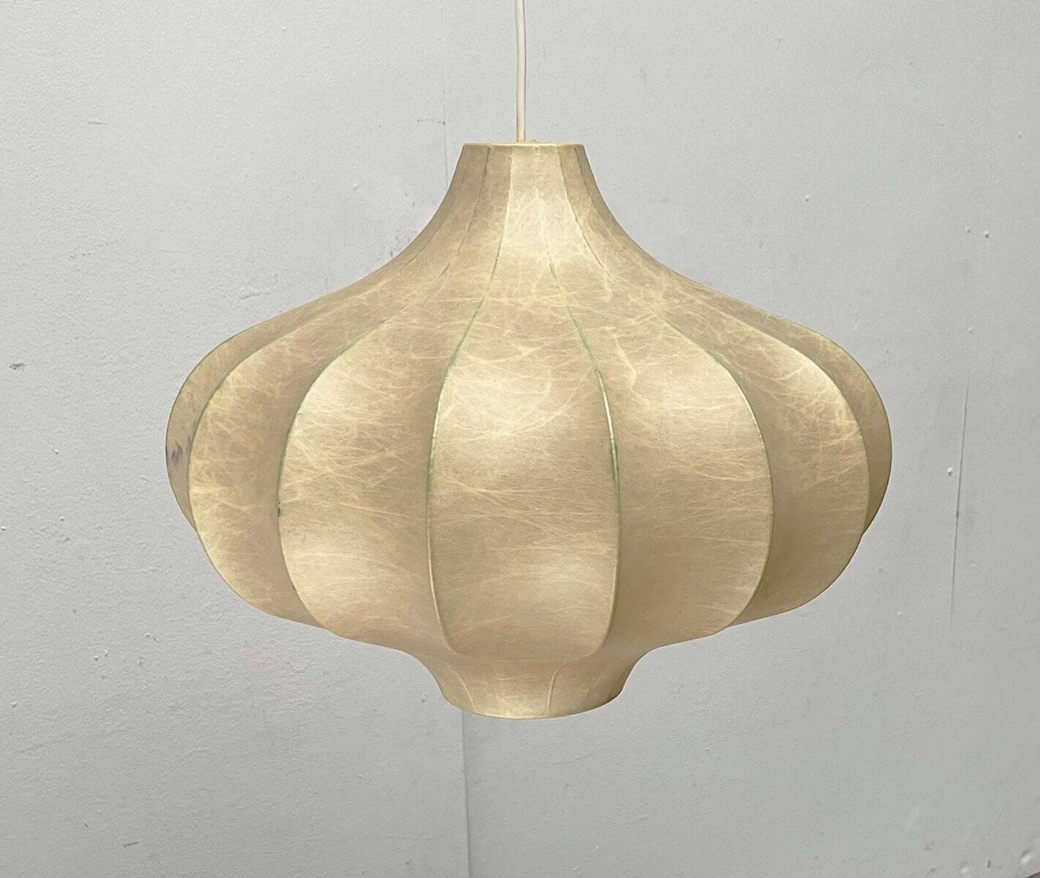 Modern mid-century Cocoon pendant lamp by Friedel Wauer for Goldkant Leuchten, Germany, 1960s.