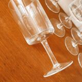 10 old cylindrical crystal glasses