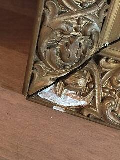 Miroir Cadre bois plâtre stuc dorée