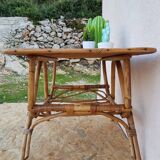 Coffee table rattan wicker years 50-60 vintage