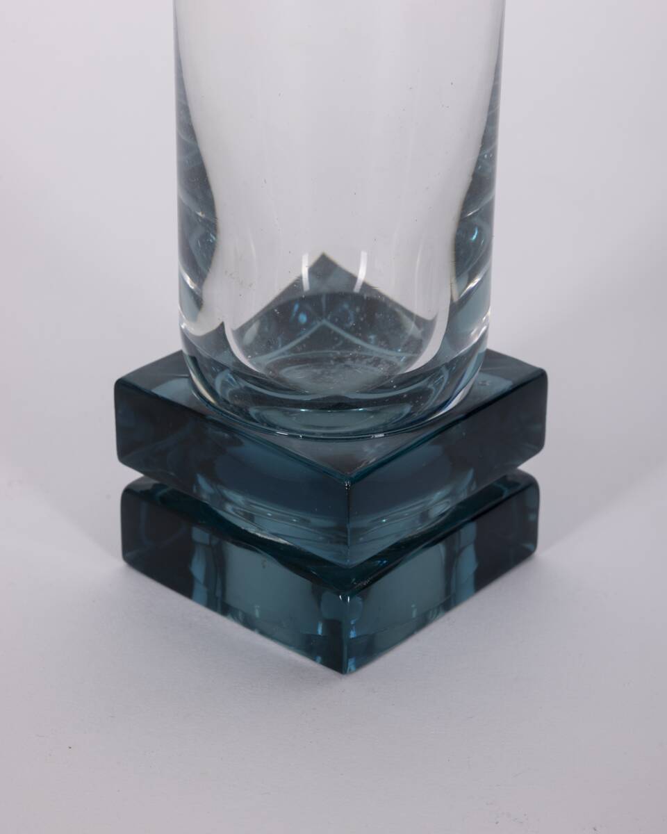 Vintage Italian Blue Crystal Glasses, 1970s, Set of 11