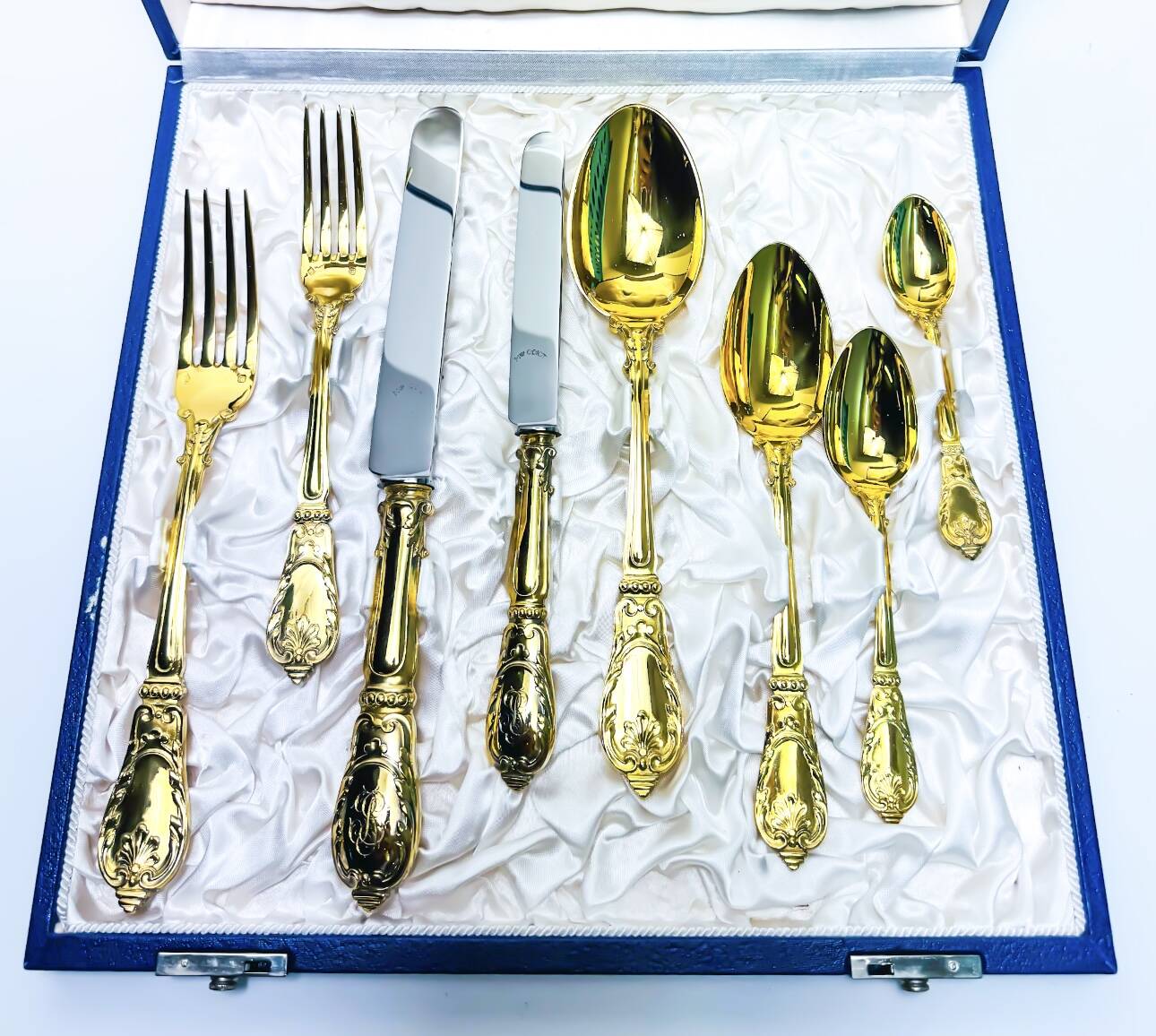 Prestige case for Odiot cutlery, solid silver and gold