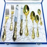 Prestige case for Odiot cutlery, solid silver and gold