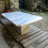 Table basse vintage en marbre travertin
