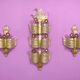Trio / Ensemble de 3 appliques "Grand Hotel" par Barovier & Toso, Murano, Italie, années 1950. Verre vénitien avec de la poussière d'or et des fleurs en verre violet.
