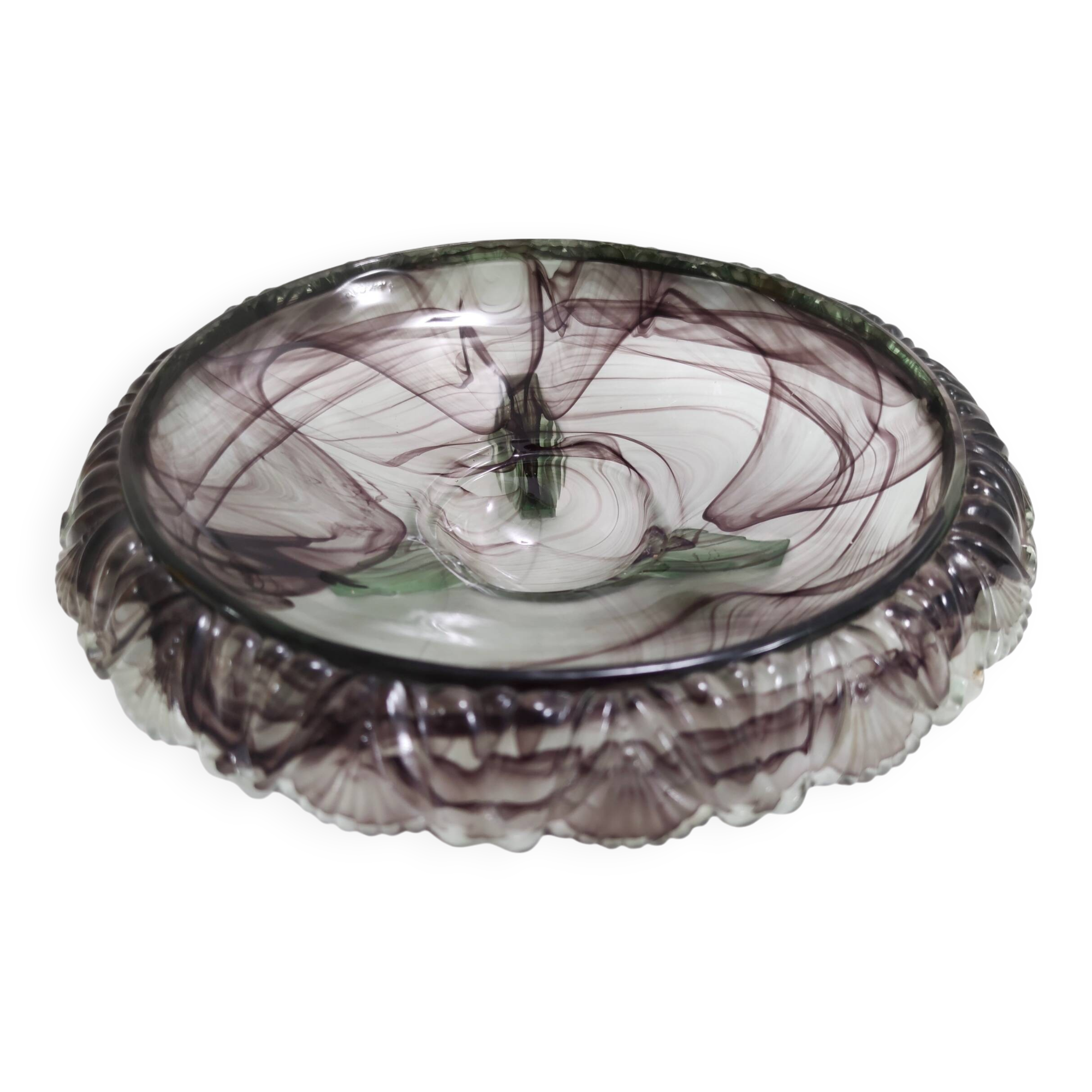 Topaz-Violet Cloud Glass Bowl or Centerpiece by Walther & Sohne, Germany