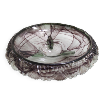 Bol ou centre de table en verre nuage topaze-violet par Walther & Sohne, Allemagne