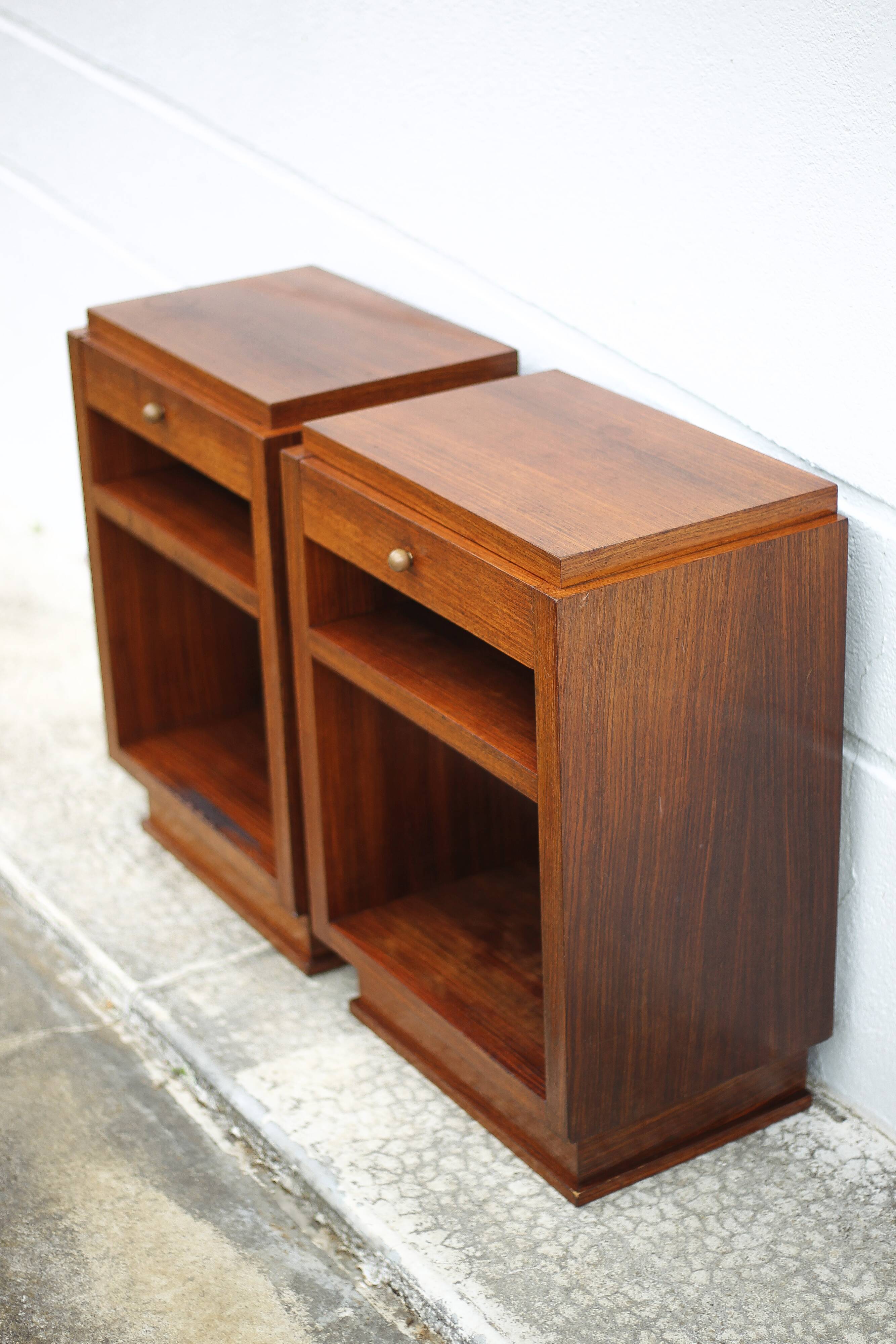 Pair of art deco nightstands, art deco wooden bedside tables, can end