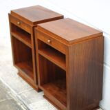 Pair of art deco nightstands, art deco wooden bedside tables, can end