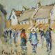 Market in Brittany, acrylic on cardboard