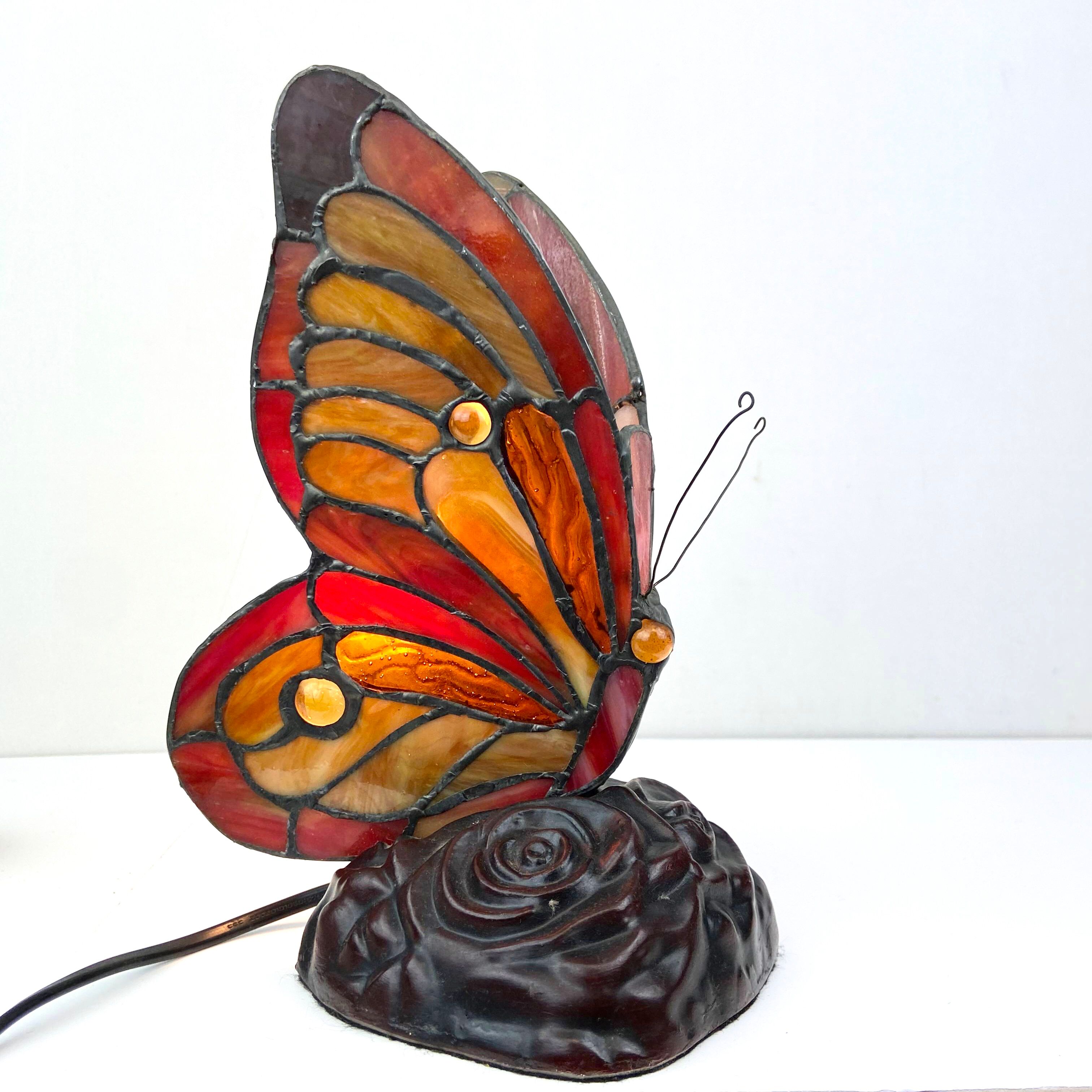 Stained glass butterfly lamp
