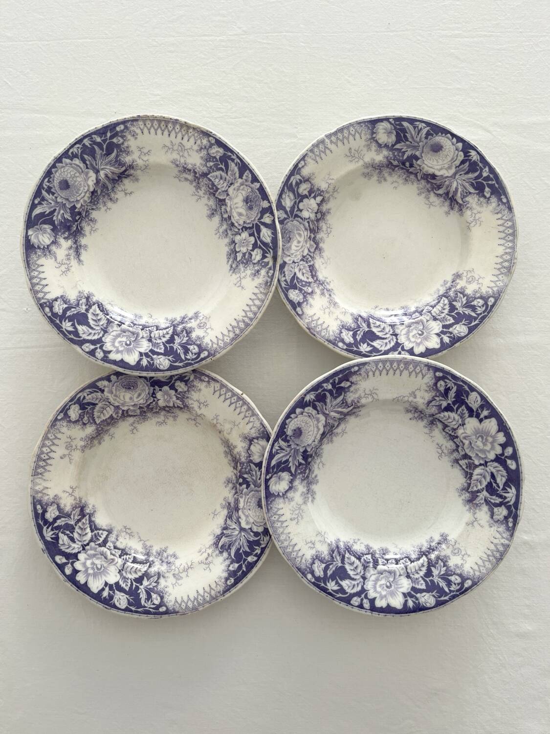 4 Sarreguemines "Jardinière" ironstone soup plates