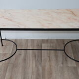Coffee table in marble and black lacquered metal, 1950