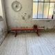 1950s oak bench with red patina, 2m