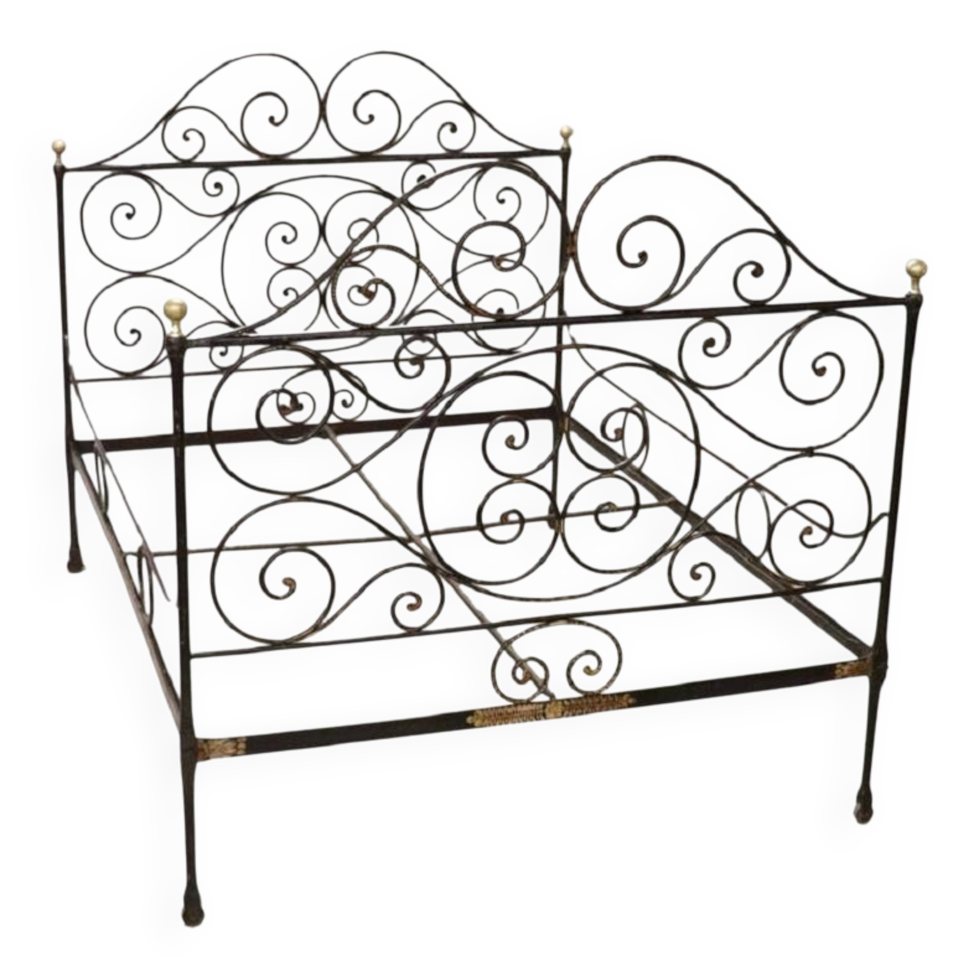 Antique wrought iron double bed, Italy 19th century
