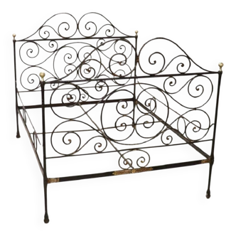 Antique wrought iron double bed, Italy 19th century