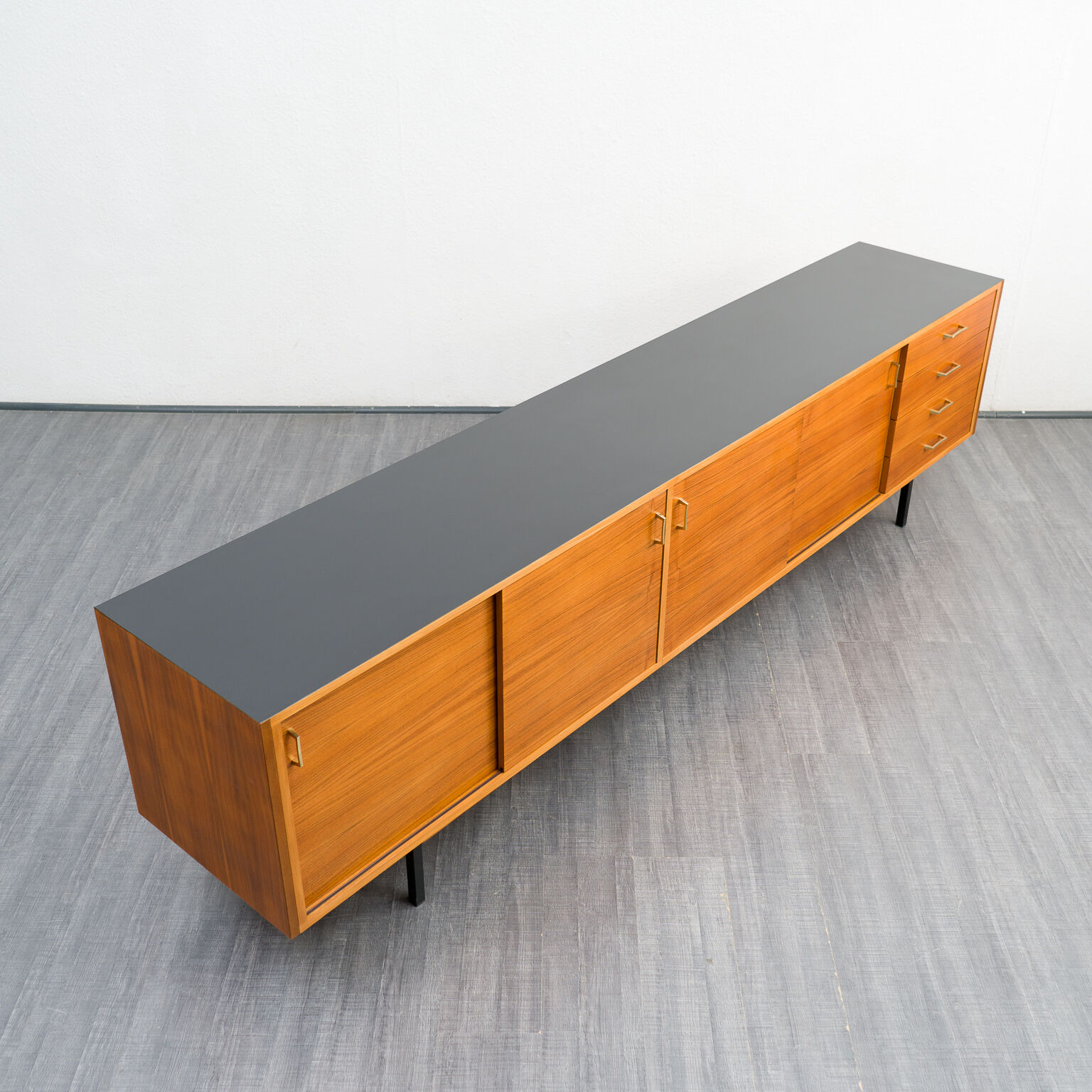 Sideboard 60s, walnut, restored, 272cm