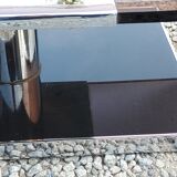 Coffee table from the 70s in chromed steel and smoked plexiglass double swivel trays