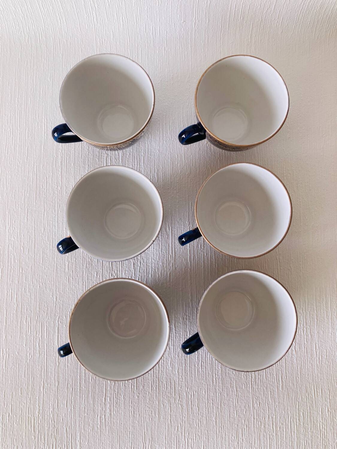 6 Lomonosov Cups and Saucers in Cobalt Blue with Gold Trim