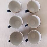 6 Lomonosov Cups and Saucers in Cobalt Blue with Gold Trim
