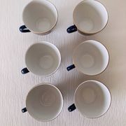 6 Lomonosov Cups and Saucers in Cobalt Blue with Gold Trim