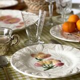 9 dessert plates and 1 barbotine dish from Sarreguemines