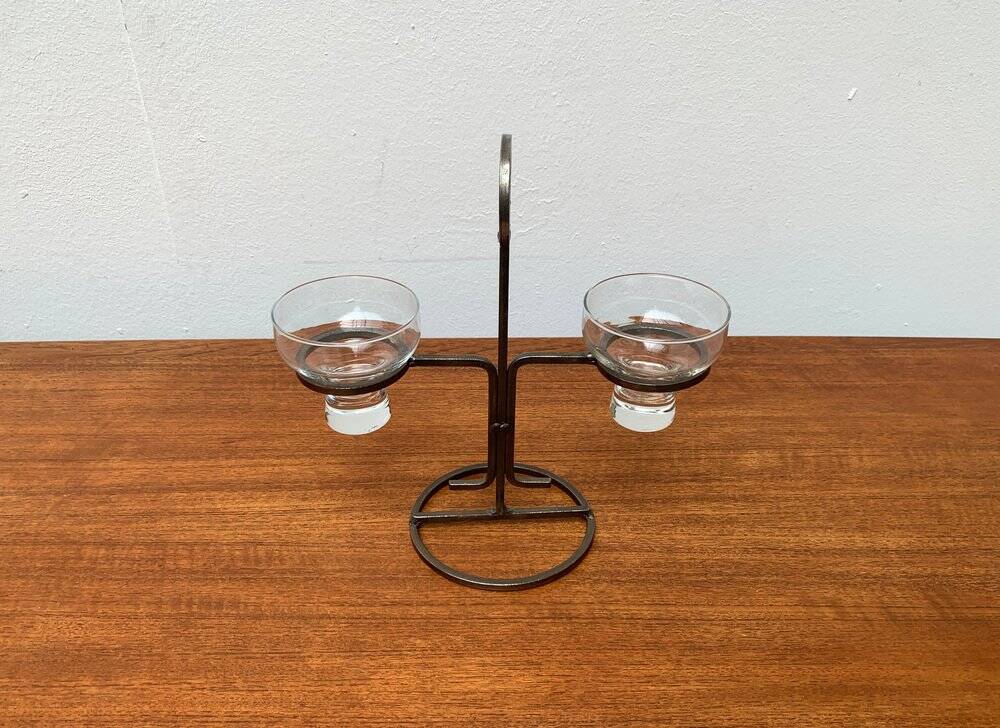 Danish Metal and Glass Candle Holder from the Mid-Century, 1960s