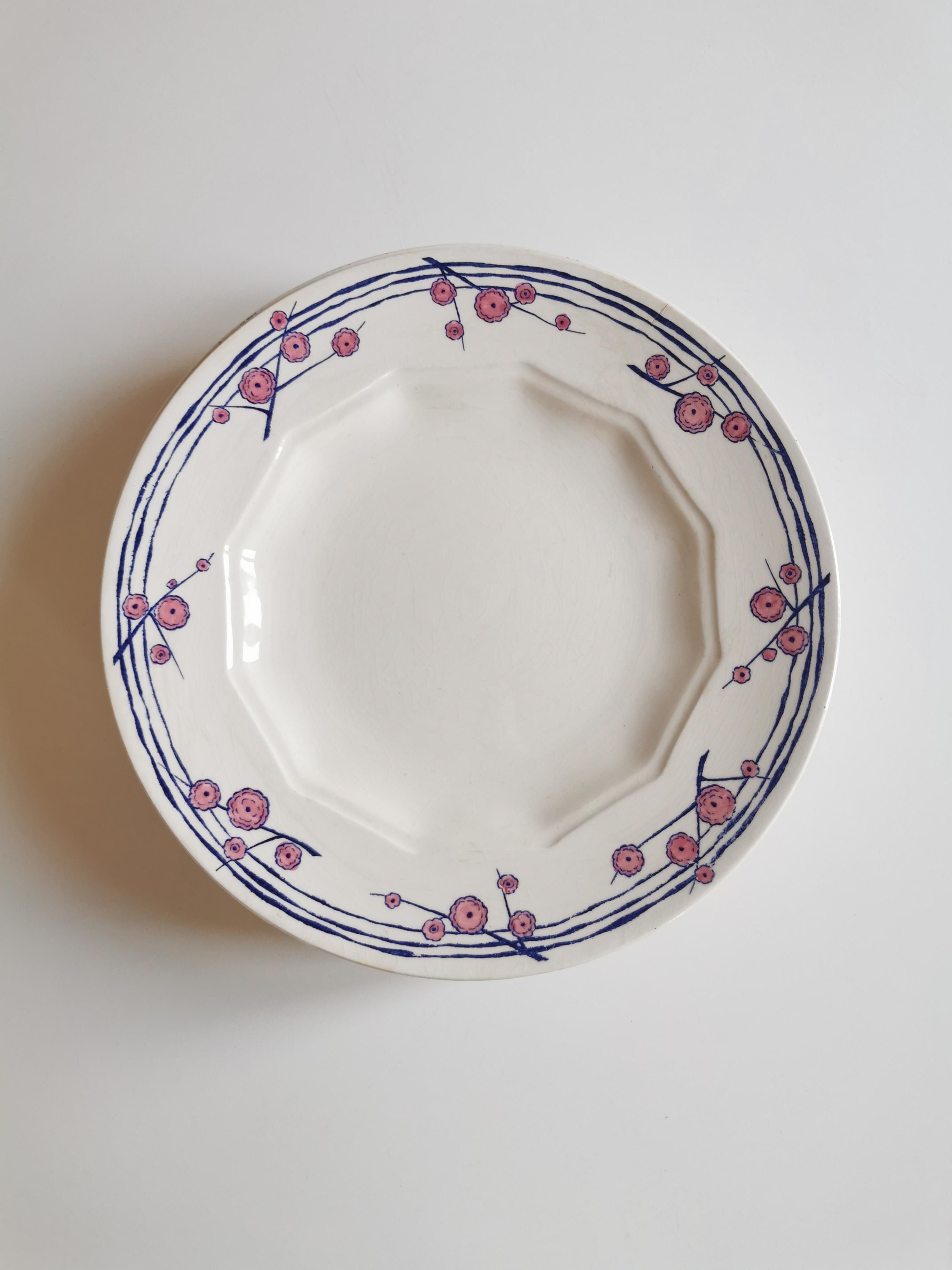 service of 6 flat plates in HBCM HBCM Hippolyte, Boulenger, Creil - Montereau