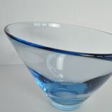 Hand blown Aqua blue glass bowl by Per Lütken for Holmegaard