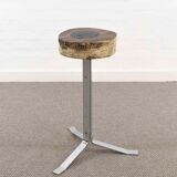 Vintage stool or side table in birch and steel