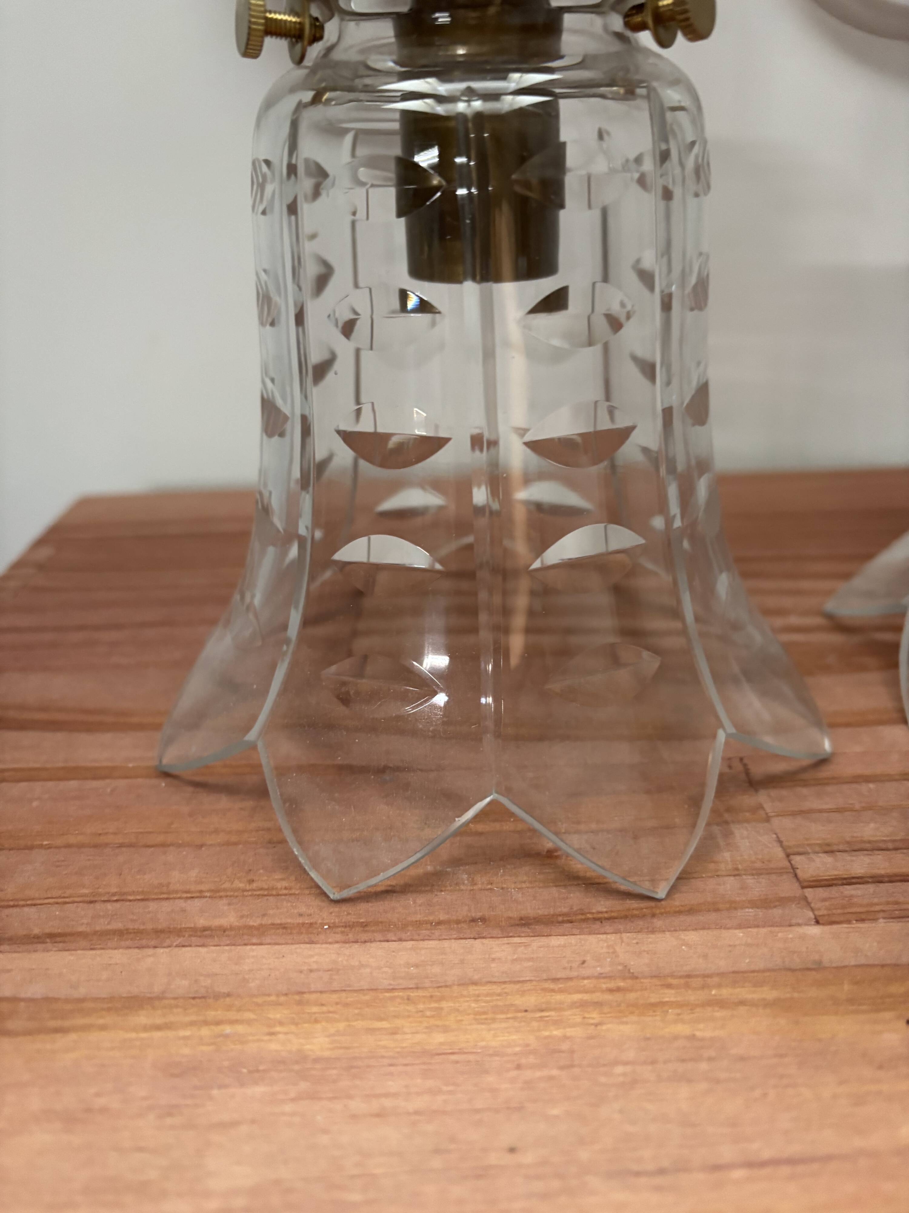 Pair of ceramic and glass wall sconces