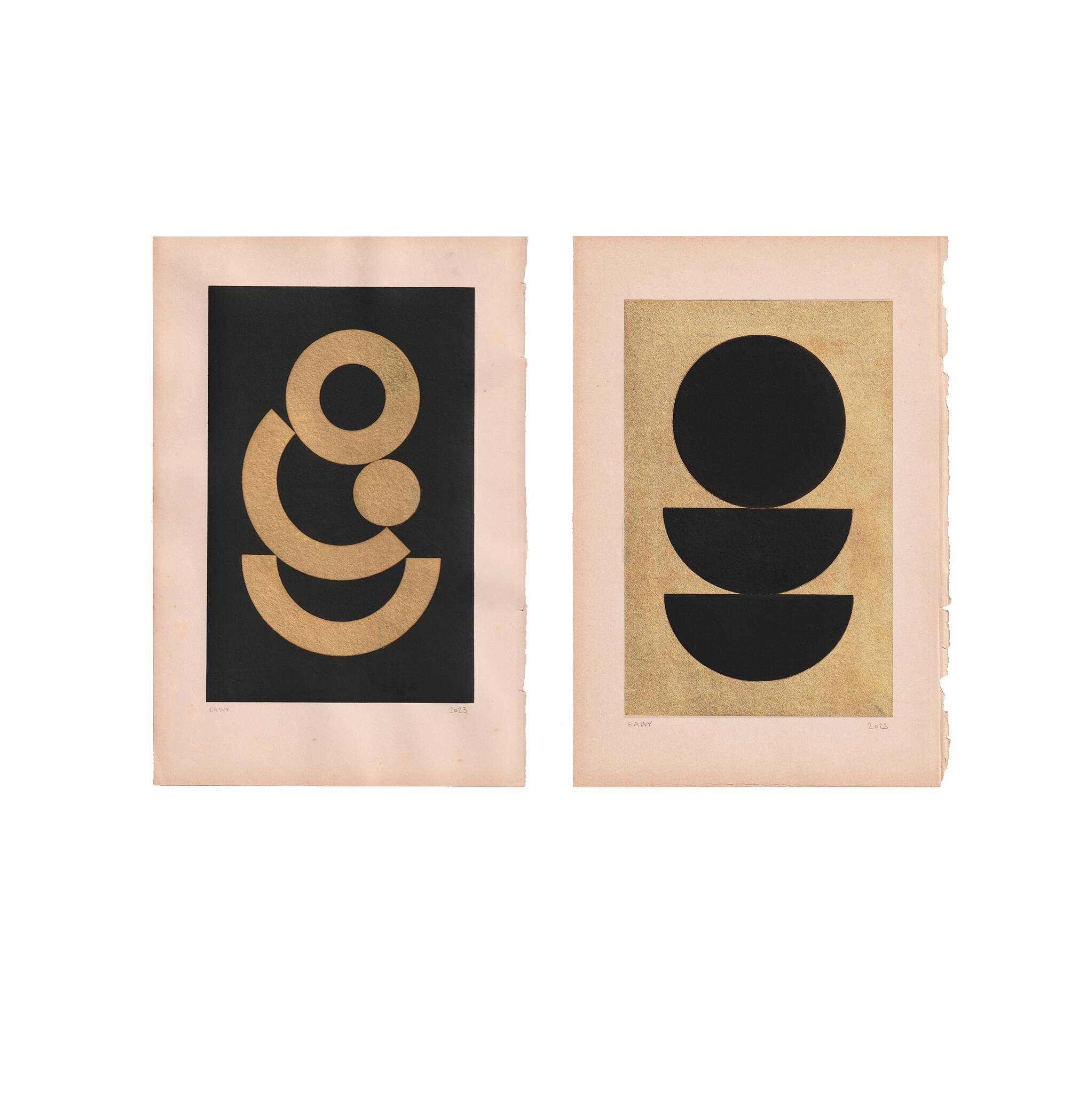 Collection of 6 signed abstract artworks: paintings and paper collages