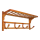 Curved wooden coat rack with shelf
