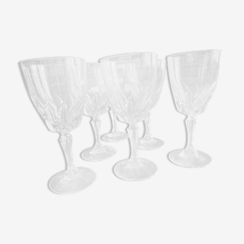 Lot de 6 verres à vin vintage en verre moulé