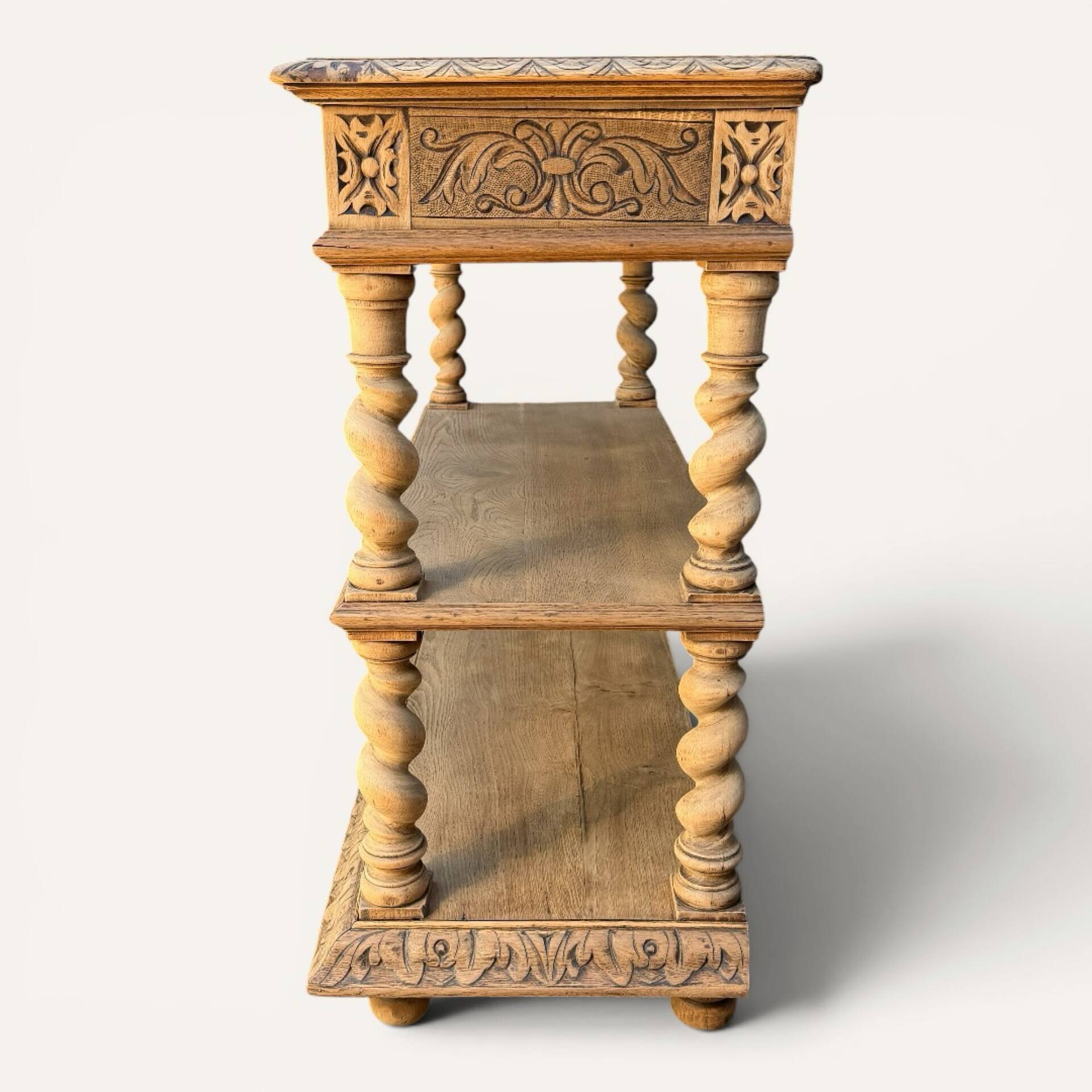 Console chêne brut massif décor végétal sculpté fin XIXe