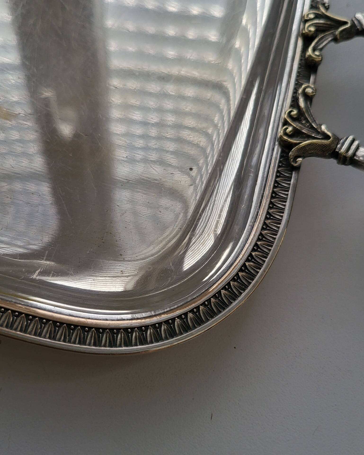 Small tray with metal handles in silver-plated by silversmith Durousseau.