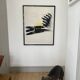 Large abstract expressionist framed painting, signed. Mid to late 20th cent