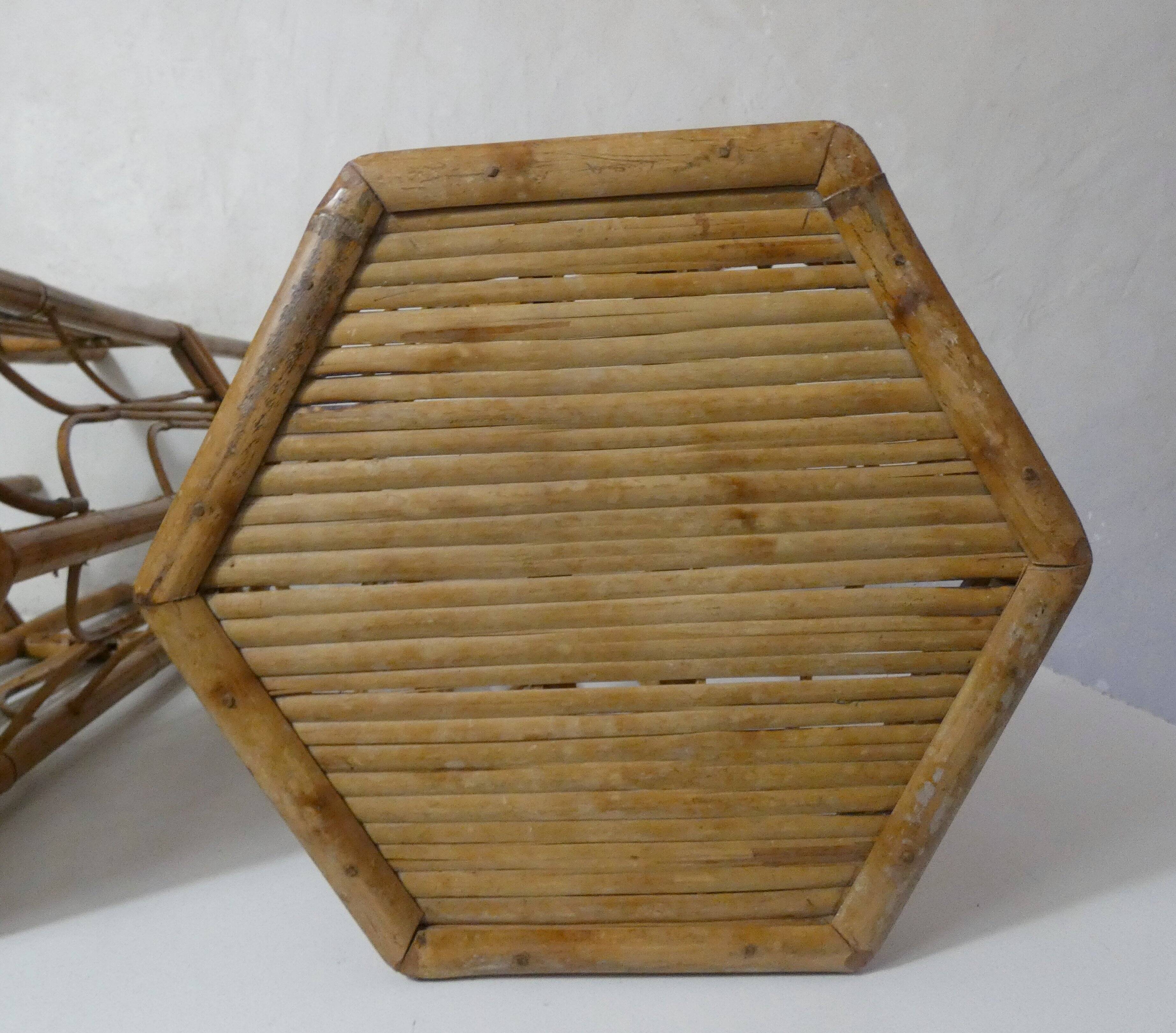 Set of 2 vintage rattan stools