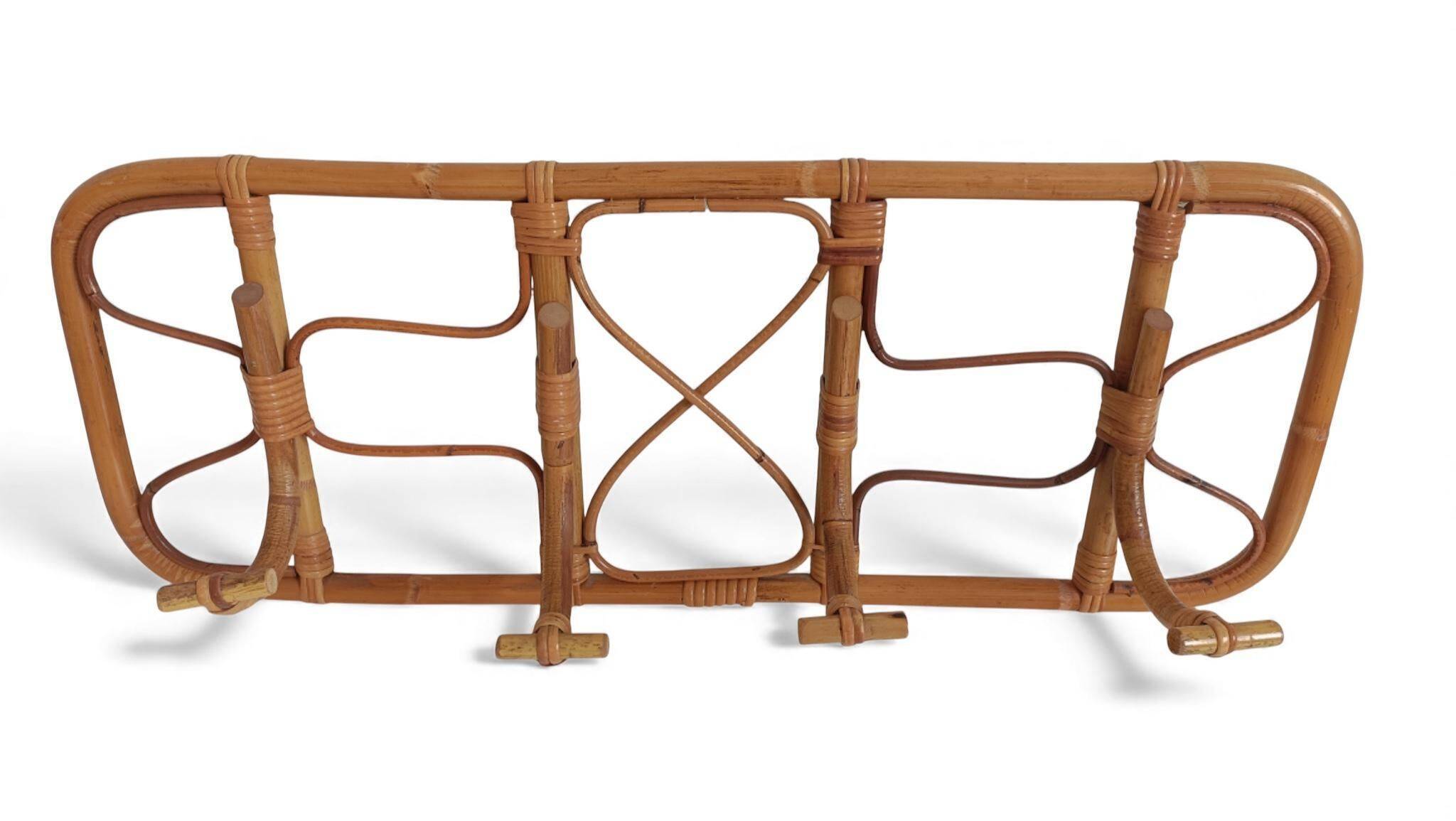 Mid-Century Extra-Large Bamboo & Rattan Coat Rack, Tito Agnoli Style