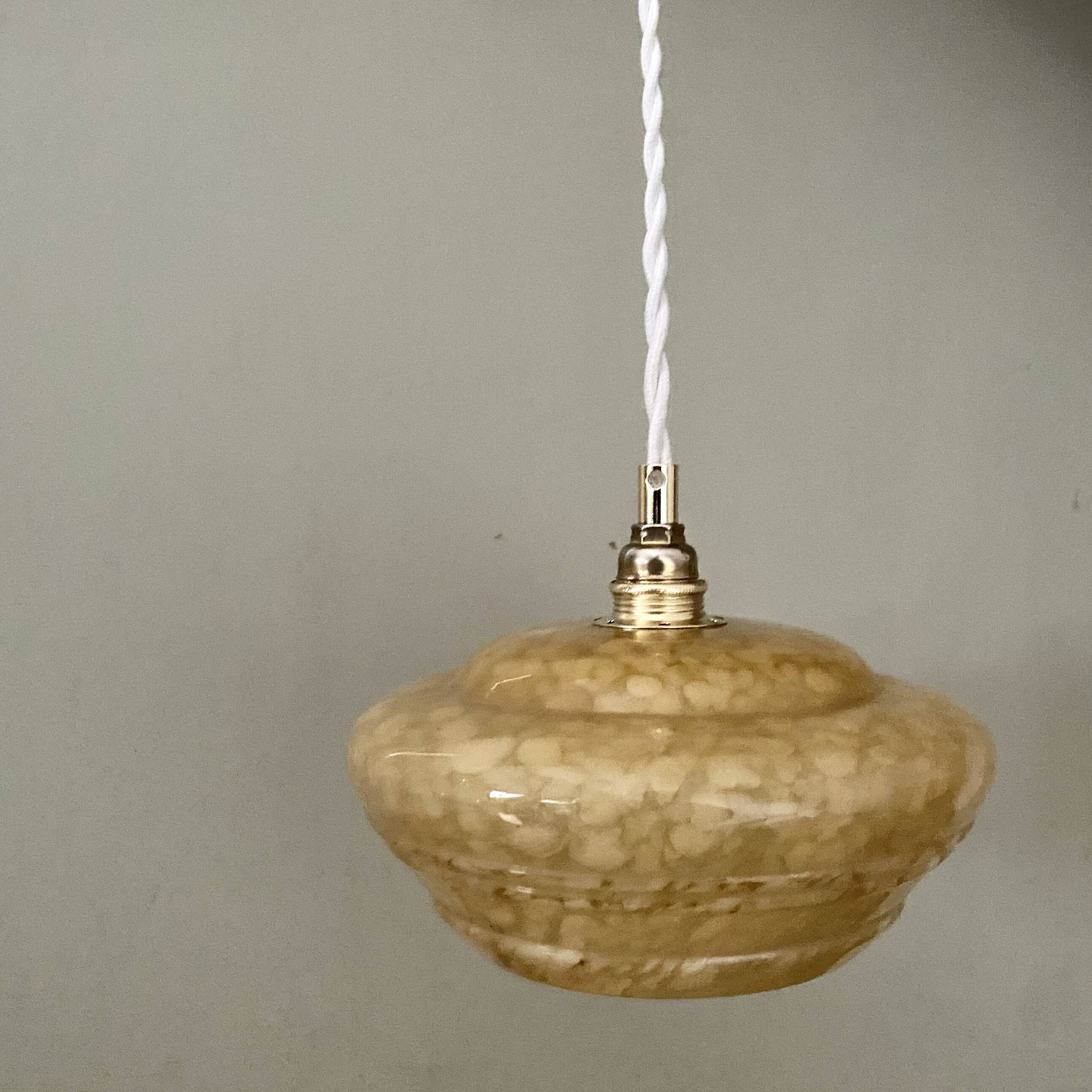 Vintag lampshade pendant light in yellow Clichy glass