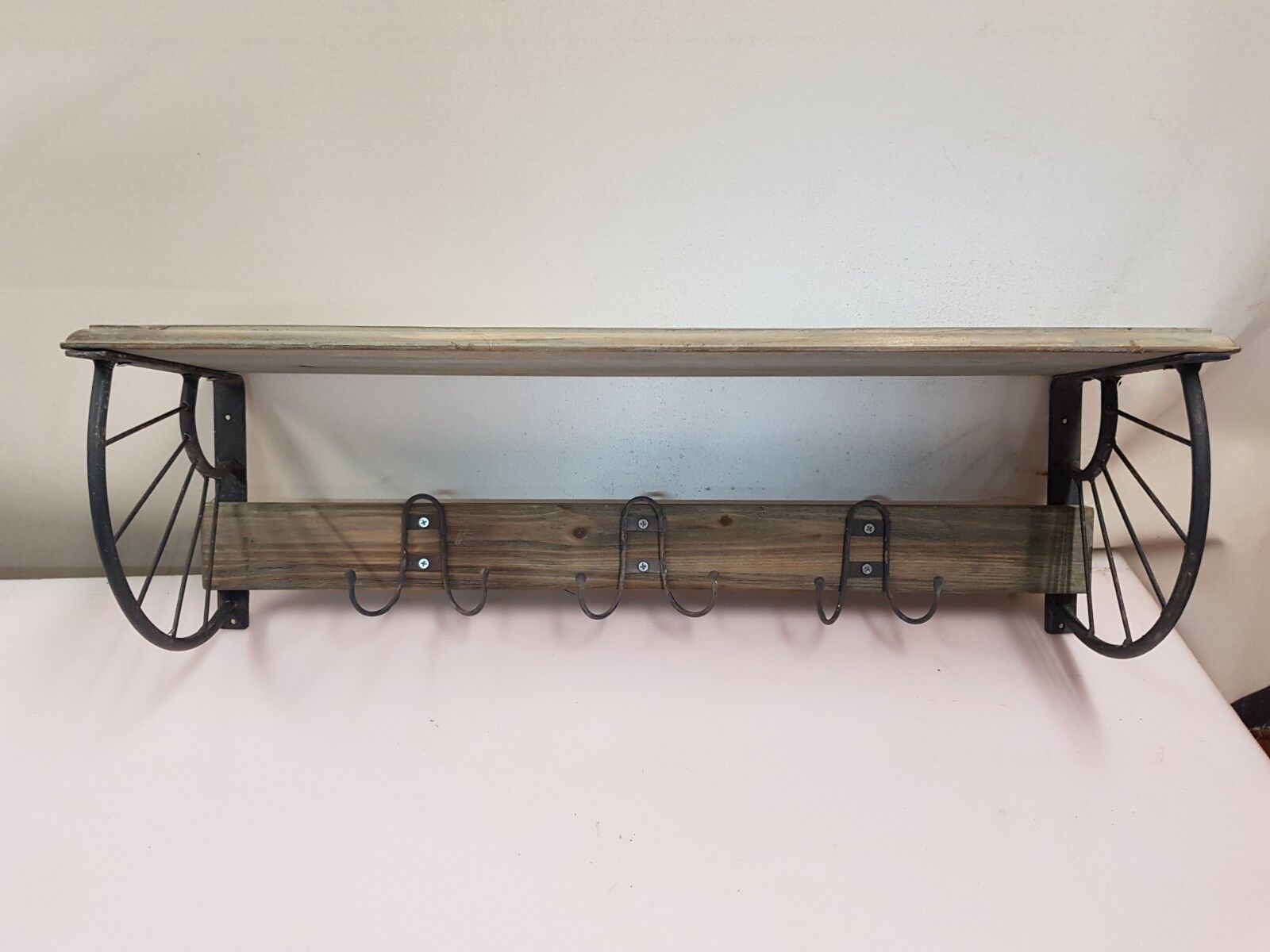 Coat rack with iron and wood hat rack