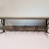Coat rack with iron and wood hat rack