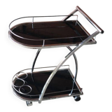 Vintage chrome and smoked black glass bar cart - 1970s design