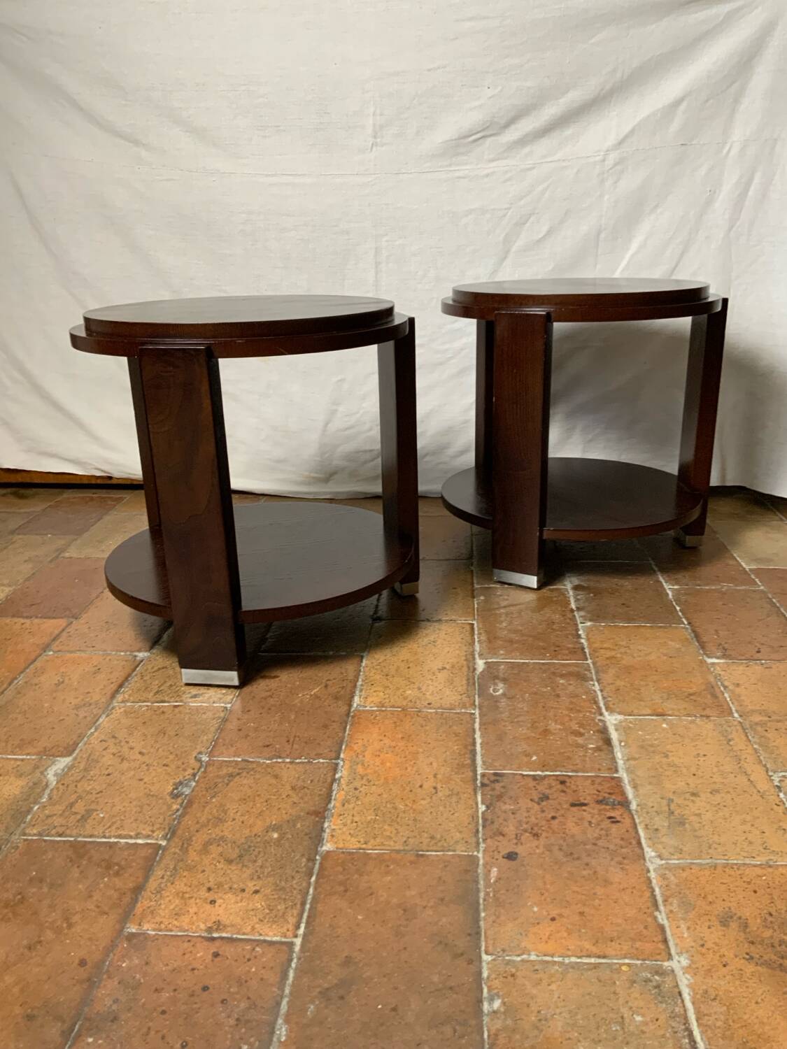 Pair of pedestal tables