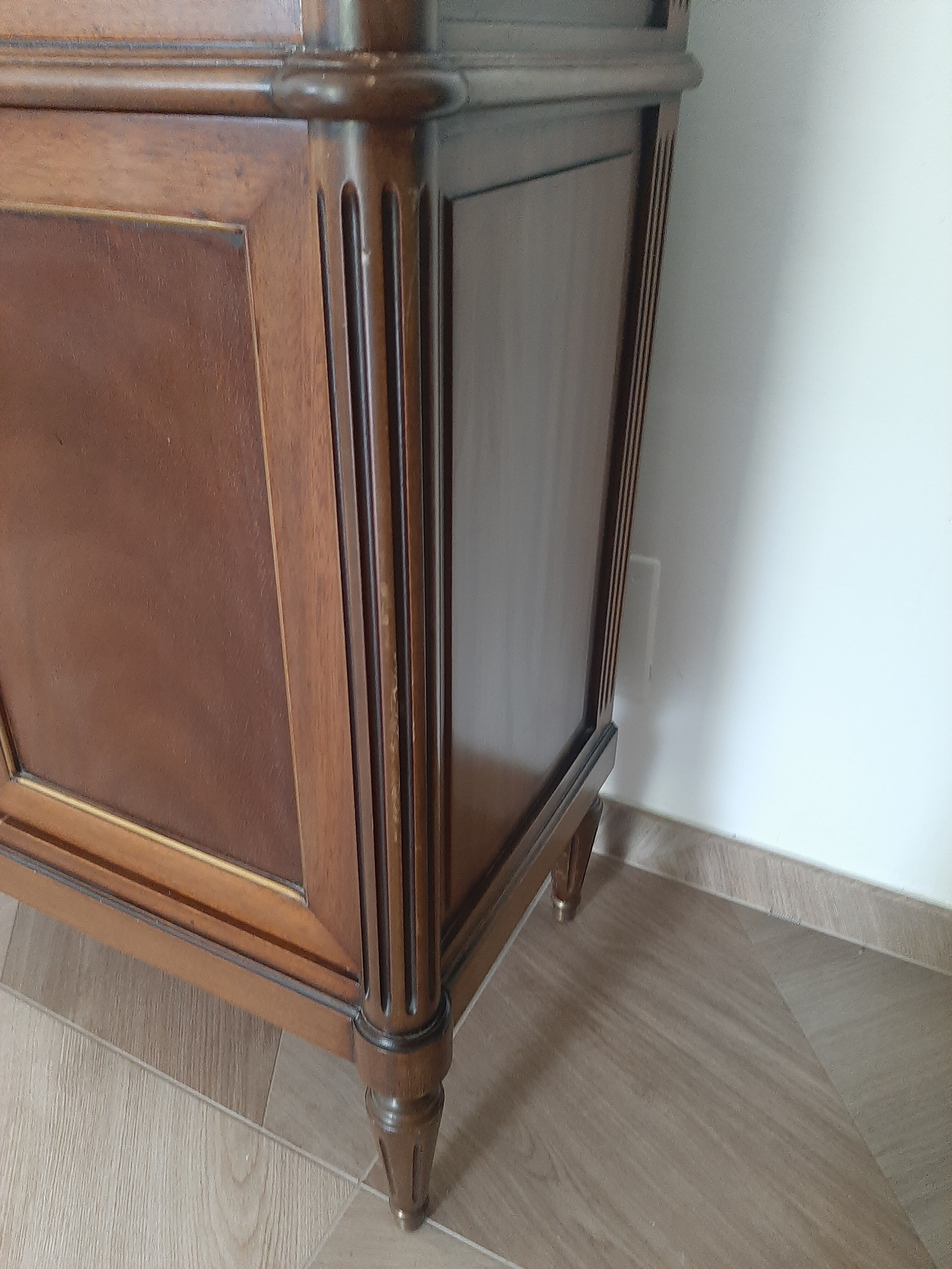 vintage - Small style chest of drawers - Louis XVI marble top with 1 drawer and 2 doors