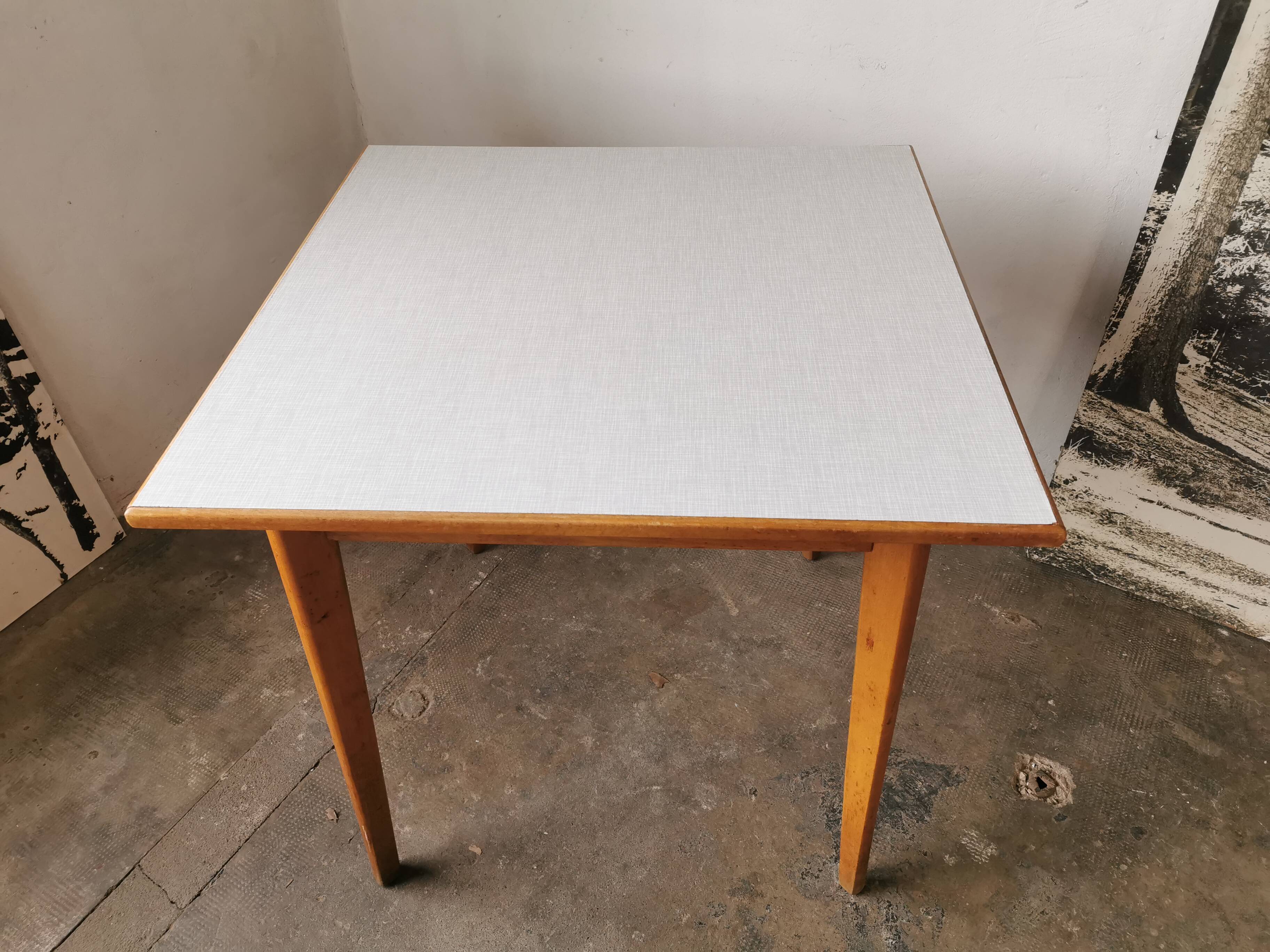 Square dining table, wood and formica, 1960s