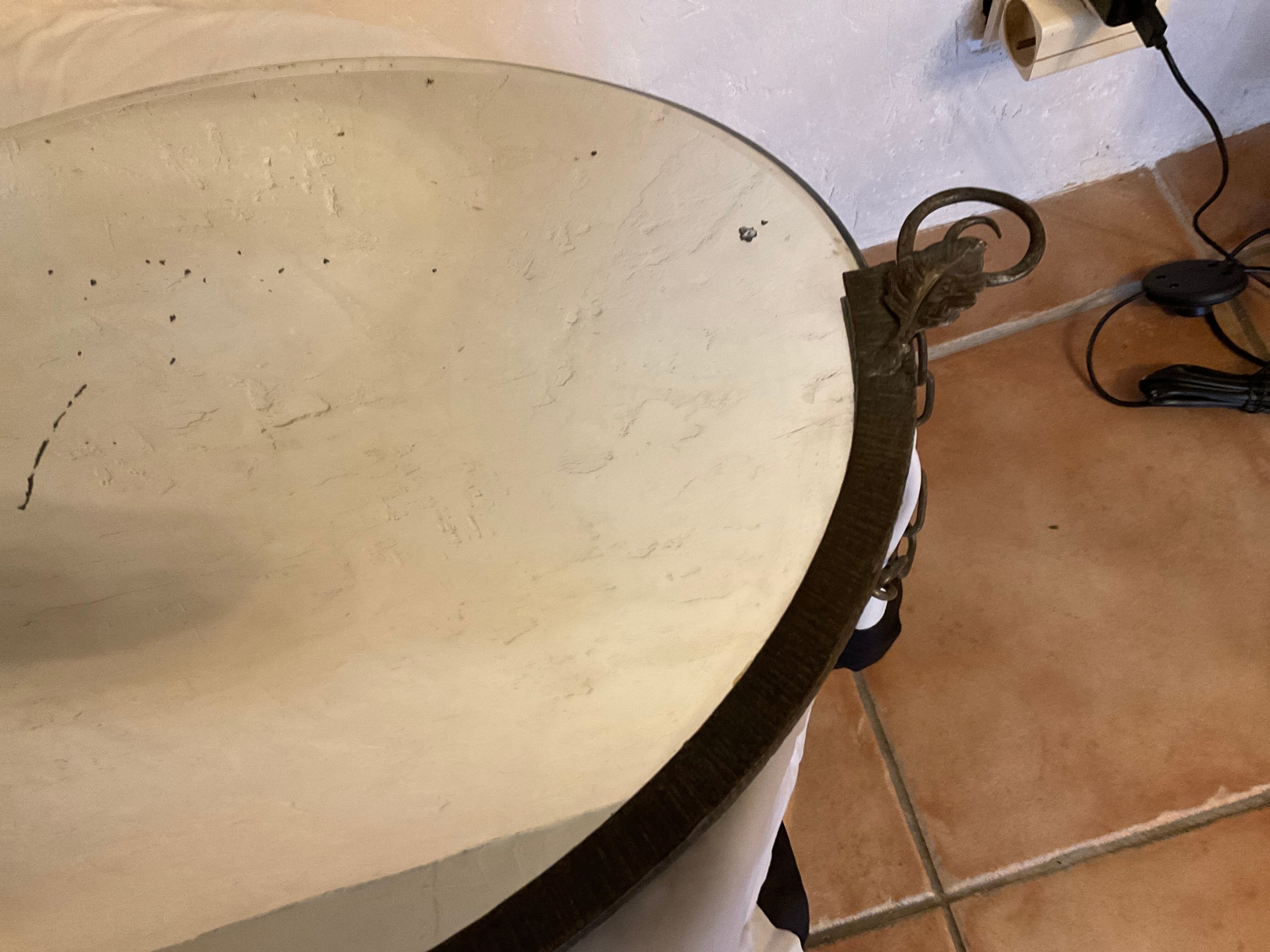 Art nouveau wrought iron wall mirror 71x40cm